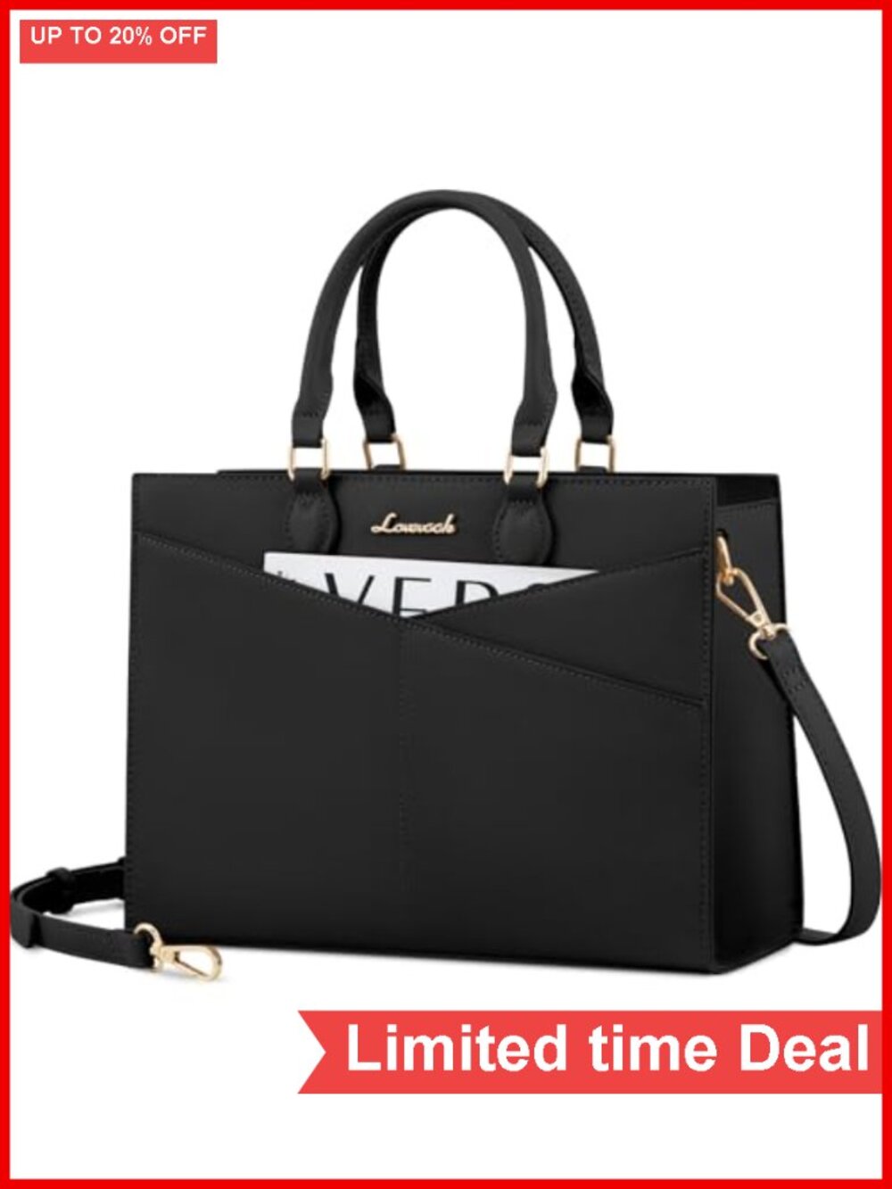 LOVEVOOK PU Leather Satchel Handbag Top Handle Shoulder Crossbody with Zipper